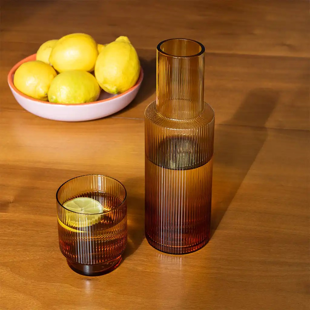 Retro Amber Glass Tumbler