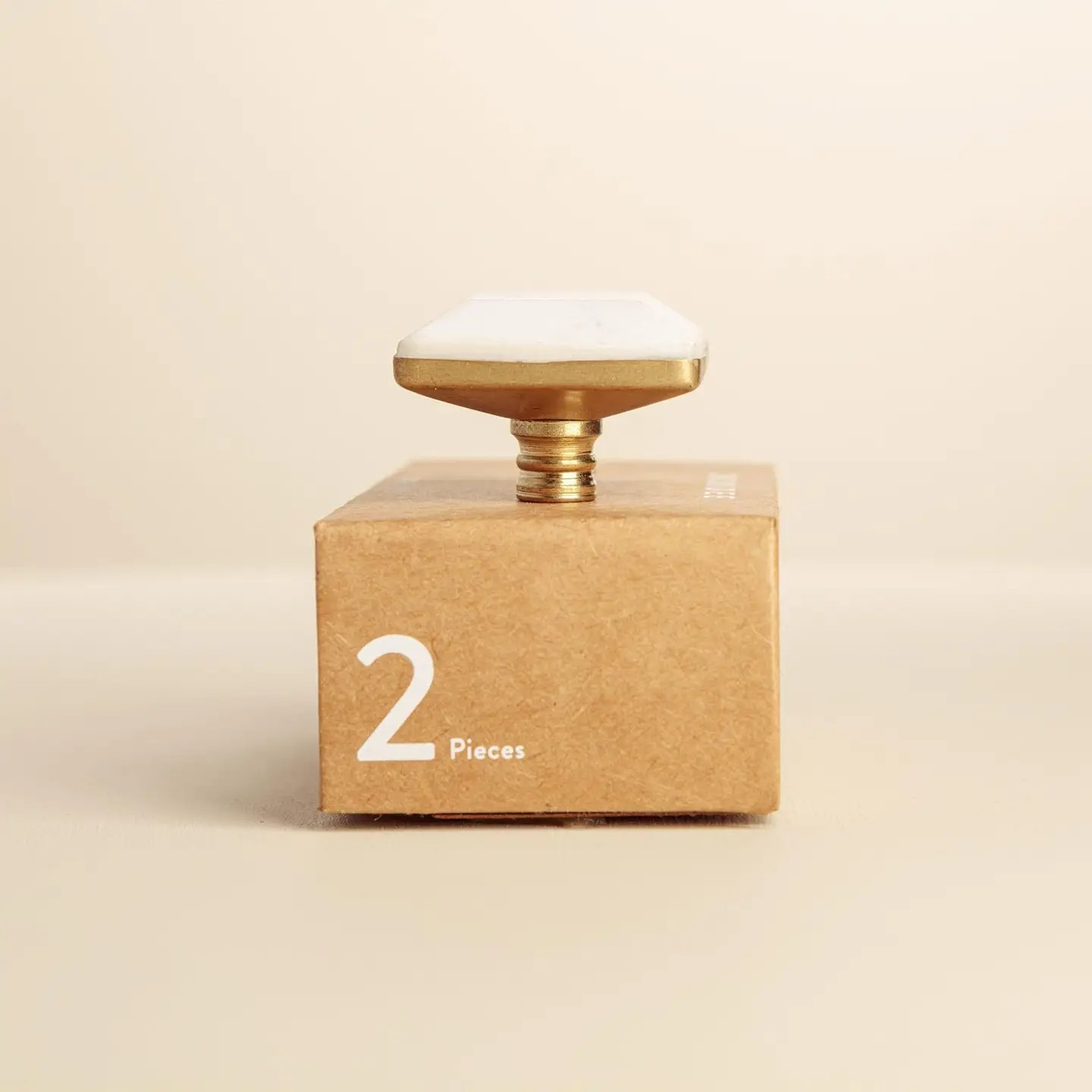 Priya White Stone Rectangle Drawer Knobs - Set of 2