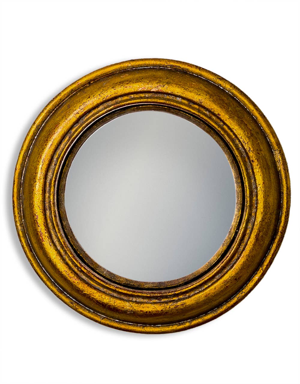 Small Antiqued Gold Rounded Convex Mirror