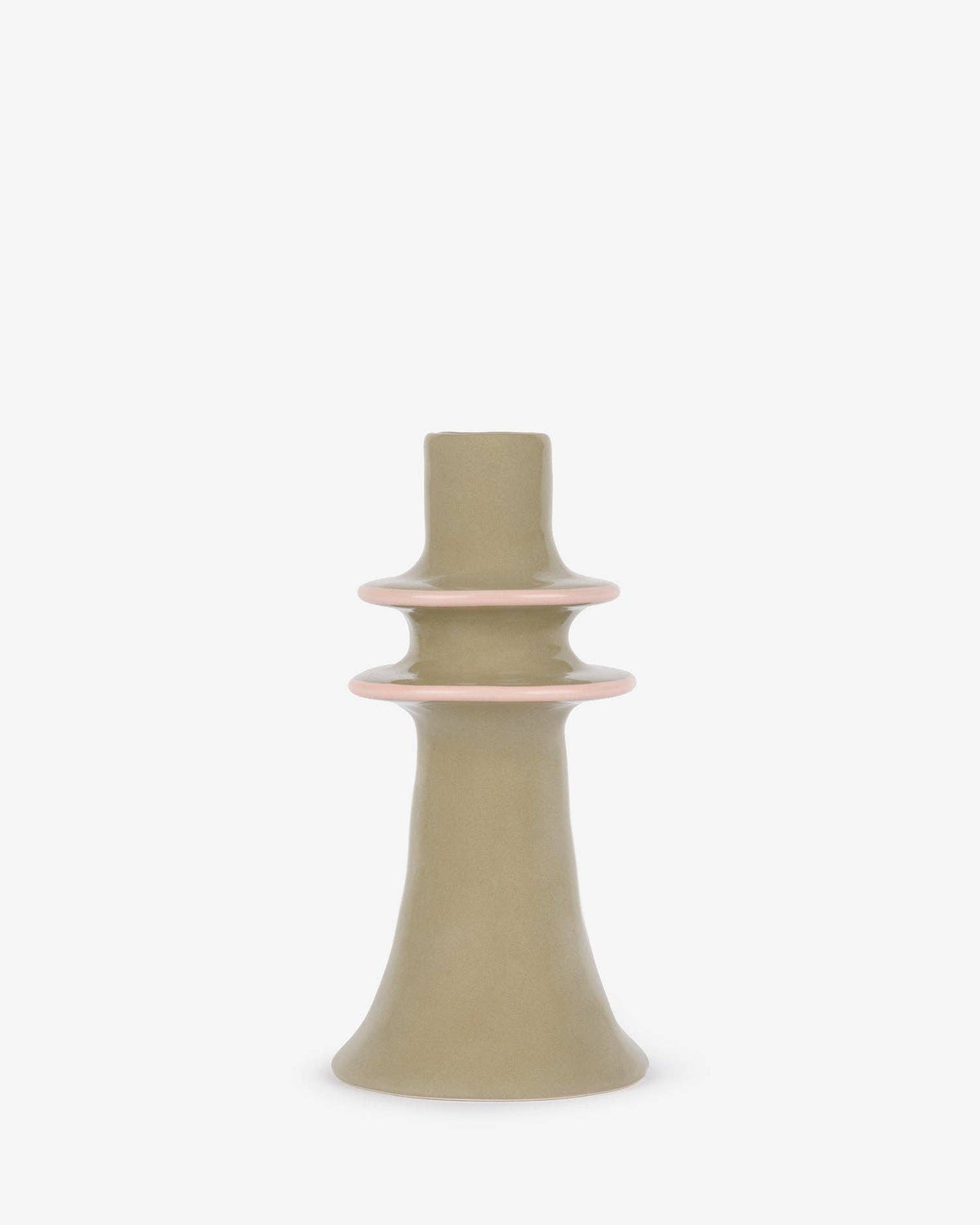 Stoneware Candlestick Holder - Green