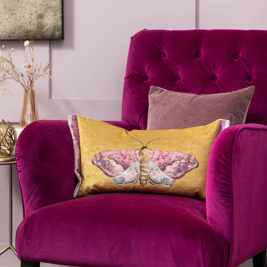 Gold Moth Cushion Cover