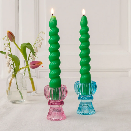 Twisted Spring Green Candles (Set of 2)