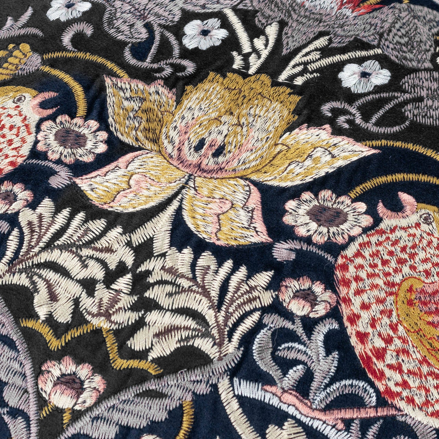 Strawberry Thief Embroidered Velvet Cushion cover (Cover only)