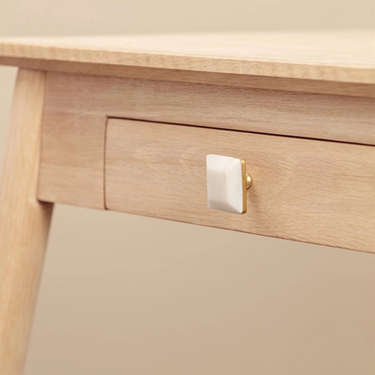 Priya White Stone Rectangle Drawer Knobs - Set of 2